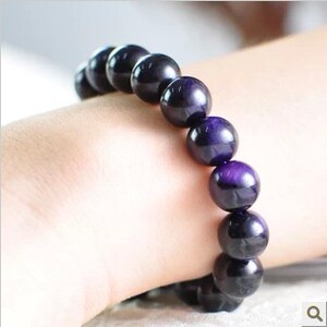 {紫艺}天然紫色虎眼石手链 韩版时尚紫虎眼石手串珠