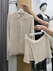 包邮LONDON FLAT韩国东大门代购24春款女装 时尚针织上衣裙子套装