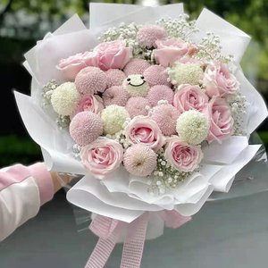 乒乓菊玫瑰可爱笑脸生日毕业花束上海鲜花速递同城