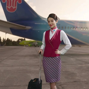 真品南航空姐乘务员制服春秋套装玫瑰粉明瓷蓝南方航空女职业工服
