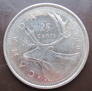 欣赏品 加拿大流通硬币 25cent25分quarter普通硬币