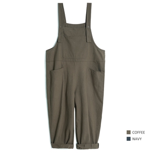 【油漆工日式工装背带连体裤】大口袋中性宽松垮裤女九分裤秋装