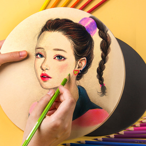 柏伦斯圆形牛皮纸素描彩铅绘画专用纸美术画画加厚卡纸白卡黑卡纸