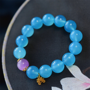 一斤钻戒 bai分百天然色 海蓝玉髓 天然土耳其海蓝玉髓手链