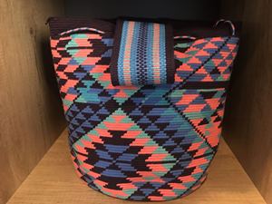 2018哥伦比亚瓦尤Wayuu民族手工编织流苏紫色单股大号L单肩水桶包