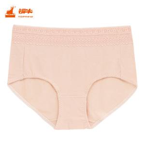 铜牛女士内衣精梳棉氨女士中腰平脚裤 性感蕾丝花边女内裤vc026