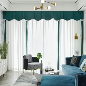 2020年新款天丝绒白纱透光不透人窗帘窗幔帘头款现代简约客厅飘窗