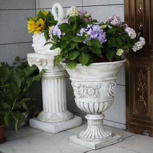 欧式大口径特大号花盆别墅门口轻奢落地摆件阳台户外花园装饰布置