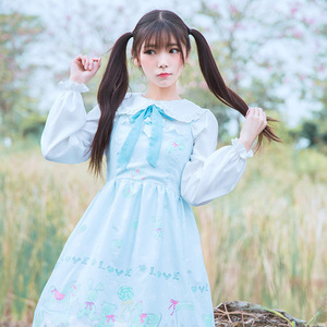 日系可爱软妹冰雪娃娃印花lolita洛丽塔日常轻甜jsk吊带连衣裙