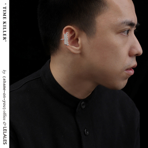 time killer时间杀手刀片造型耳环耳夹黑酷男生款情侣款lelales