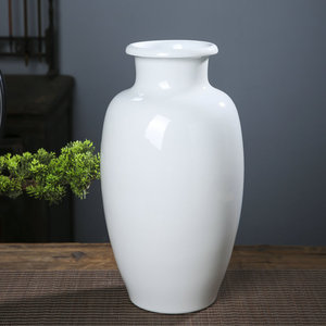 高白釉白胎陶瓷花瓶