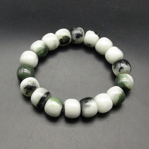 南阳独山玉独玉精品青白玉料老型珠手串子手链子配饰手持