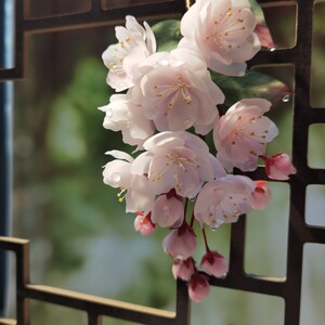 懿坤宫新品热缩片垂丝海棠花发簪子汉服配饰古典可改定制款可改