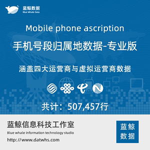 507457条 2024年05月更新 手机归属地数据库 号码归属地数据PRO版