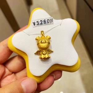 周大福专柜团购福星宝宝天使之翼3d足金黄金吊坠