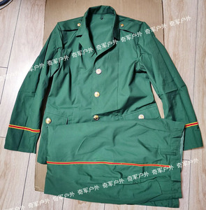 全新库存保真87女款橄榄绿色的确良面料夏常服套装