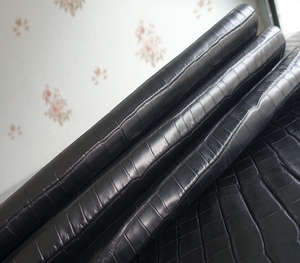 意大利samanta黑色鳄鱼纹竹节纹牛皮1mm手工皮料diy真皮皮料皮革