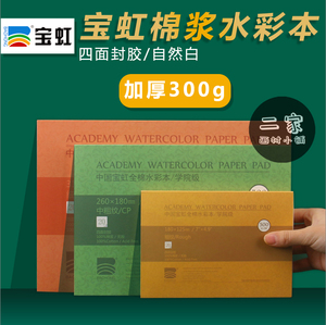 000人付款天猫宝虹水彩本 300g水彩纸 20张 a5四面封胶水彩画本 a4 a3