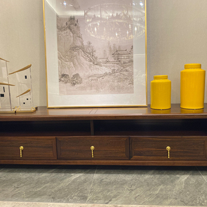 赖氏家具东辰中式轻奢全实木黑檀电视柜