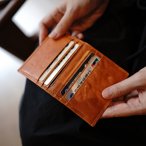 DODOMOMO植鞣牛皮简约小巧大容量真皮驾照证件包银行卡收纳包卡夹