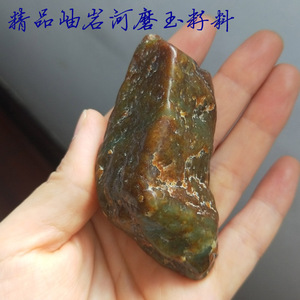 《福》天然辽宁岫岩玉河磨玉籽料带石皮玉石小毛料手把玉石件包邮