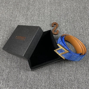 法国泽利zilli 115码 金色双z扣磨砂质感鳄鱼皮腰带皮带 可裁剪