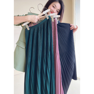 千褶裙女高腰a字显瘦半身裙百褶裙中长款2022年新款春季纯色裙子