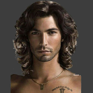 时尚蓬松男士假发中长卷发全头套逼真大波浪卷发型高温丝整顶发套