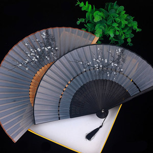 中国风扇子折扇古风女式夏季随身折叠古代汉服古装古典流苏小竹扇