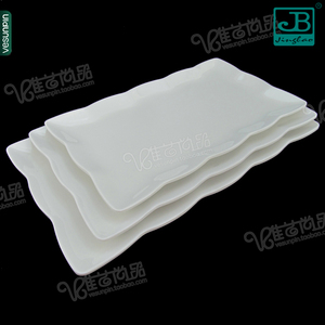 嘉宝餐具酒店创意密胺托盘白色蛋糕盘长方形仿瓷餐具12寸平盘B308