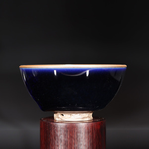 景德镇王波窑汝釉仿汝宝蓝釉雕刻碗杯颜色釉纯手工景德四少主人杯