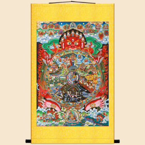 六道轮回图画像 六道生死轮回流转图十二因缘道场水陆画卷轴挂画