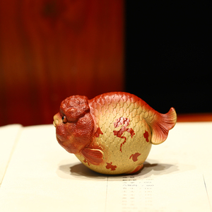 精品紫砂茶宠雕塑摆件王庆生金鱼鸿运当头兰寿茶玩茶具紫砂可养