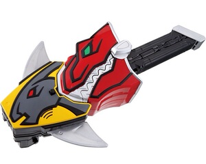 全新正版万代 兽电战队强龙者 强龙神 dx 合体武器 红黑战士 枪盾