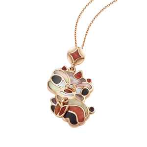 cc卡美珠宝醒狮系列18k玫瑰金吊坠炫彩母贝彩金颈饰送女友礼物
