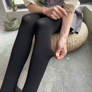 黑标100d!蜜米压力瘦腿jk春秋薄款丝袜打底裤天鹅绒黑色连裤袜女