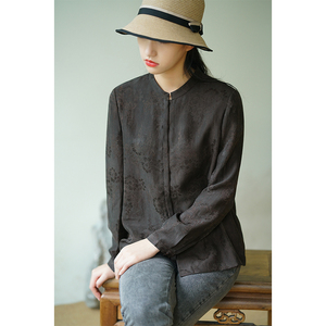 0011人付款淘宝cvcco【悦时光】织锦缎蚕丝香云纱衬衫新中式上衣春夏