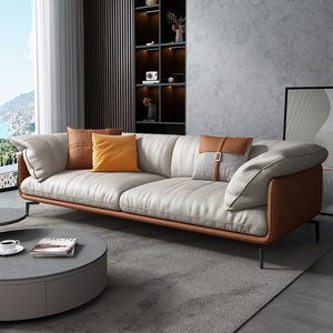 木美诗 意式科技布沙发现代简约轻奢客厅三人位免洗直排布艺沙发