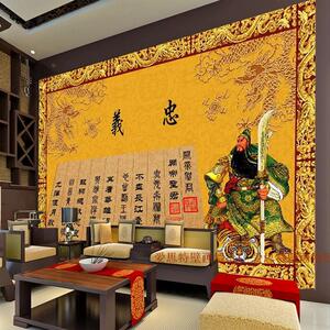 中式大型壁画关羽三国武将餐厅客厅壁纸玄关电视背景墙墙纸 关公