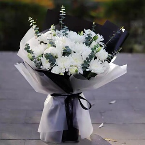 清明节扫墓祭祀缅怀菊花花束鲜花同城配送银川兴庆西夏金凤永宁灵