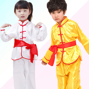 少年中国说表演出服装六一61儿童节武术男生武功夫长袖黄色一年级