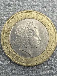 1998年英国伊丽莎白二世纪念技术成就史2英镑双色 流通品硬币收藏