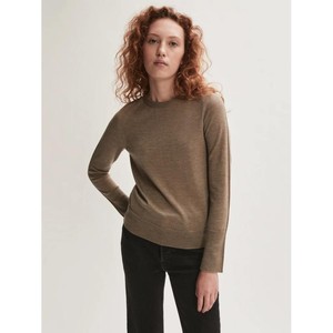 jigsaw英国代购秋冬女装 简约百搭美利奴羊毛开叉袖低圆领针织衫