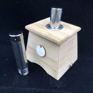 竹制艾灸盒竹盒1孔 一孔插孔悬灸盒 送1个送艾器具推艾器 长生石