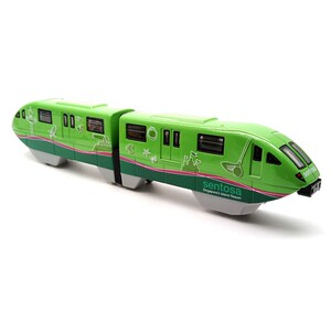 长21厘米 圣淘沙 高架轻轨 地铁 两节双头合金玩具车模 无盒 绿色