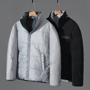 剪标男装立领羽绒服双面穿简约面包服两面鸭绒衫保暖秋冬外套青年