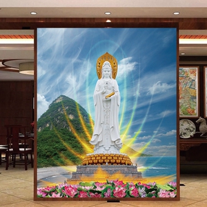 南海观世音壁纸壁画墙纸酒店民宿玄关客厅观音菩萨背景墙布壁布