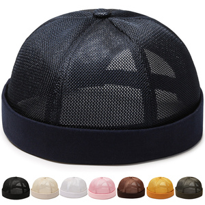 瓜皮帽男款夏季薄款无檐日系雅痞帽无帽檐帽子女嘻哈透气地主帽男