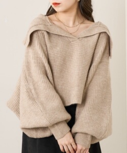 ch1co大热款 甜美海军领翻领短款套头毛衣针织衫