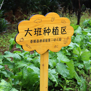 学校菜园插地牌户外花草菜地标识牌 实木幼儿园种植区指示牌定制